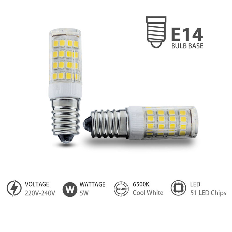 E14 5W LED Bulb Cooker Hood Light Bulbs Cool White Equivalent Halogen Bulbs