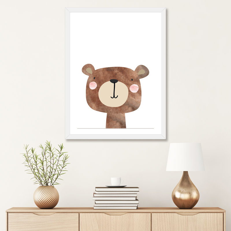 Ours - reproduction d'impression, Blanc, H 32 po x l 24 po x P 1 po, Papier encadré blanc