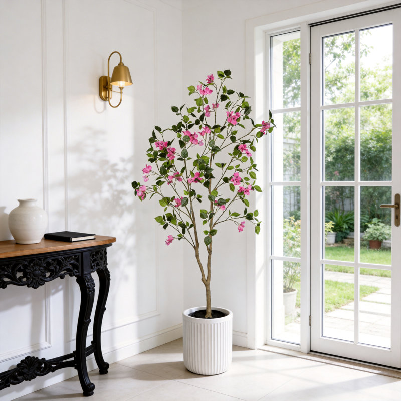  5ft Artificial Bougainvillea Flower Plant for Outdoor/Indoor Home Decor, 60" H x 21" W
