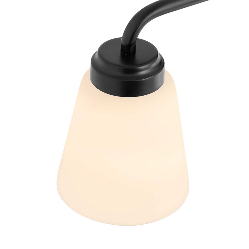 2 Light Bathroom Vanity Light Dimmable With Milk Glass Shades Over Mirror, 2, Matte Black