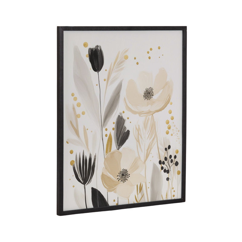 Adorable fleur murale, Cadre noir, H 16,65 po x l 20,65 po