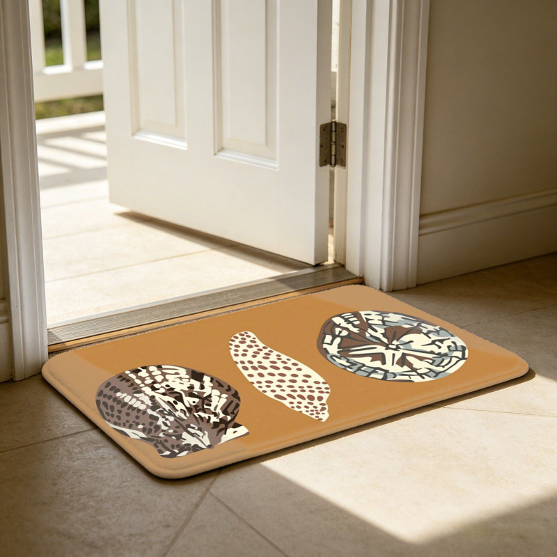 Tapis brun coquillage pour porte d'entrée Coastal Seashell Silhouette, 24 x 36 po