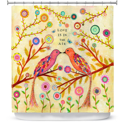 Rideau de douche simple love oiseau