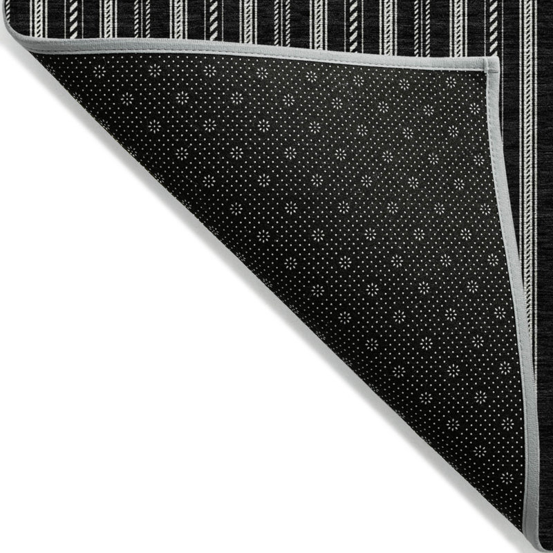 Tapis intérieur lavable rayé noir 10 pi x 14 pi