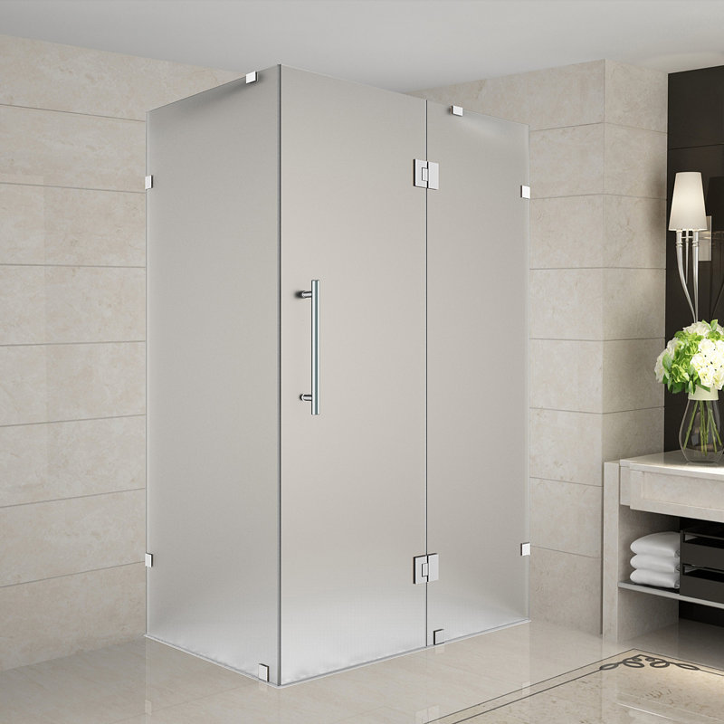 Avalux 38" x 72" Square Hinged Shower Enclosure, Brushed Stainless Steel