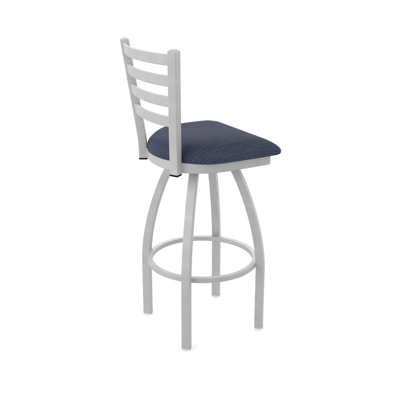 Tabouret pivotant Jackie, Nickel anodisé, Tabouret de comptoir (siège d'une hauteur de 25 p, Tissu - ancre graphique