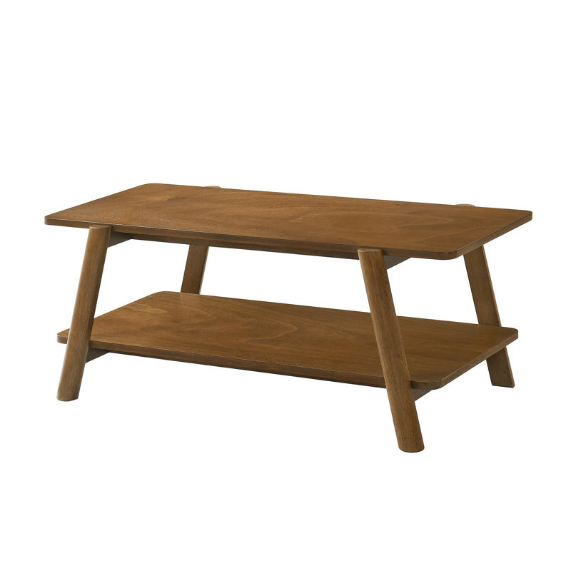 Table basse avec tablette en bois moderne et finition noyer