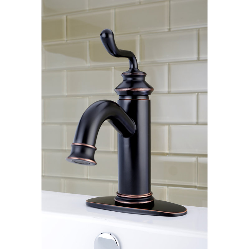 Kingston Brass Royale Single-Handle 1-Hole Deck Mount Bathroom Faucet with Push Pop-Up, Naples Bronze