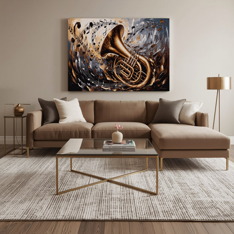 «Music Tuba Brown», art mural sur toile, H 8 po x l 10 po