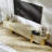 79 Inch Wood And Gold TV Stand Entertainment Center With Drawers And Door Cabinet-359124455