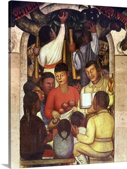 Rivera : education, 1926 par reproduction d’art sur toile Diego Rivera, H 30 po x l 24 po x P 1,25 po