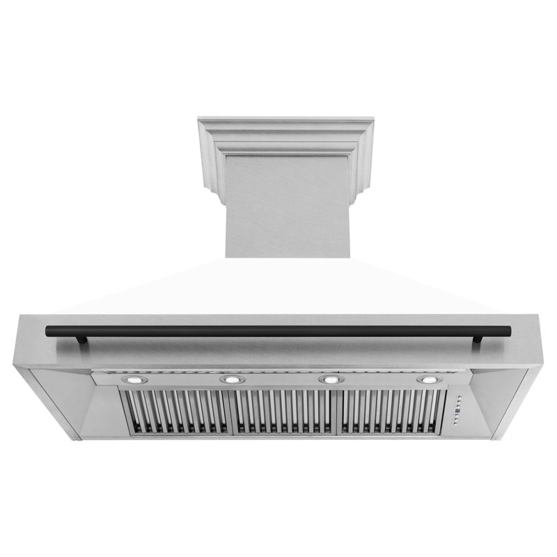 48" ZLINE Autograph Edition Fingerprint Resistant Stainless Steel Range Hood with White Matte Shell, Matte Black