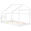 Lit simple blanc avec tablette en bois de pin massif pour une maison de repos fiable, structure en bois, confortable