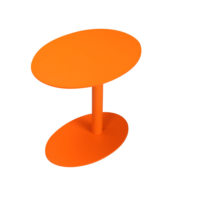 Pangea Home Staccato Modern Metal End Table – Powder-Coated Frame with Slide-Under Sofa Base, Multi-Use Side Table, Orange