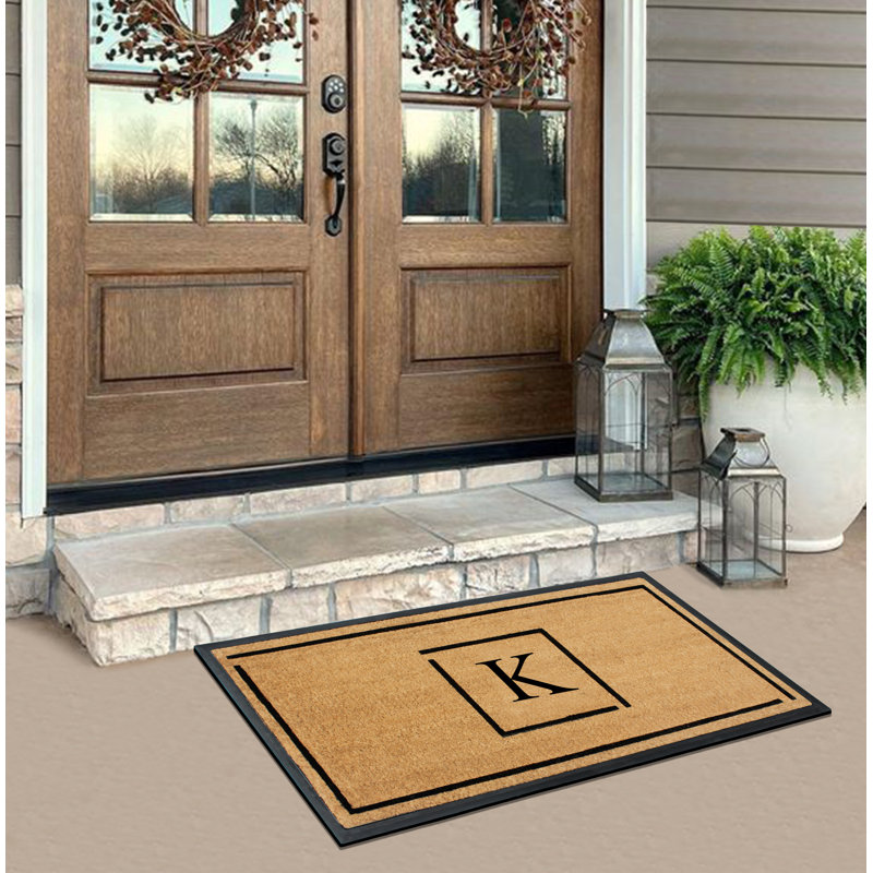 Tapis de porte d'extérieur antidérapant en fibre de coco 48 po x 24 po Amaranthe, K