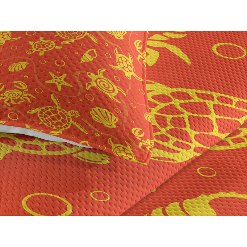 Coastal Polyester Coverlet, Queen Bedspread + 2 Shams