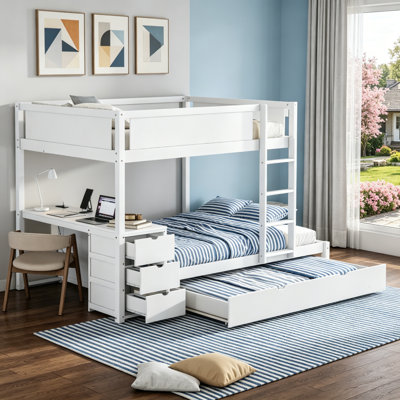 Full-Over-Full Bunk Bed With Twin Size Trundle