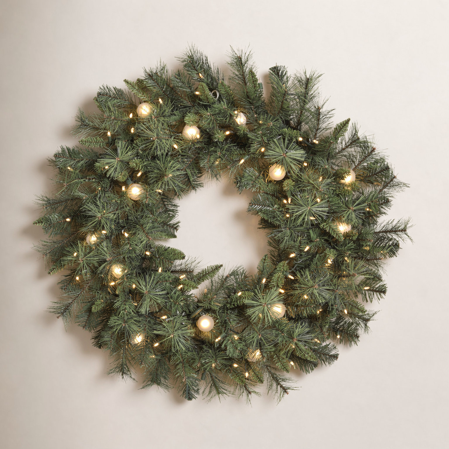 Pvc Greenery 36" Pre-Lit Belgium Wreath, 36" W x 36" H x 7" D, Clear/White