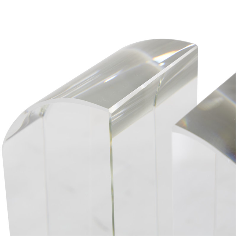 Clear Glass Arched Non-Skid Bookends Set