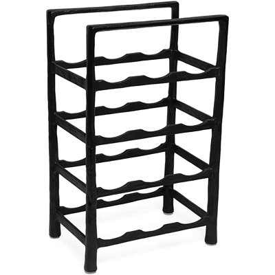 12 Bottle Tabletop Wine Bottle & Glass Rack in Black