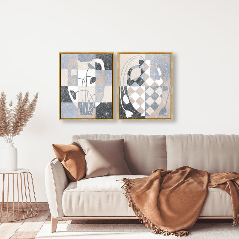 Checkered Boheme Set Set by Oliver Gal, 92"H x 74"W, Gold Floater Frame