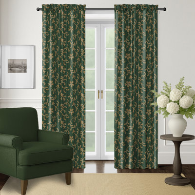 Casimir Emerald Pole Top Drapery Panel Pair (50" W x 120" L)
