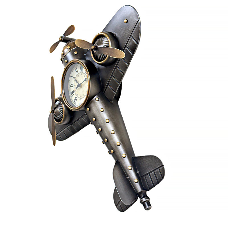 Horloge murale pour avion avec hélices en mouvement