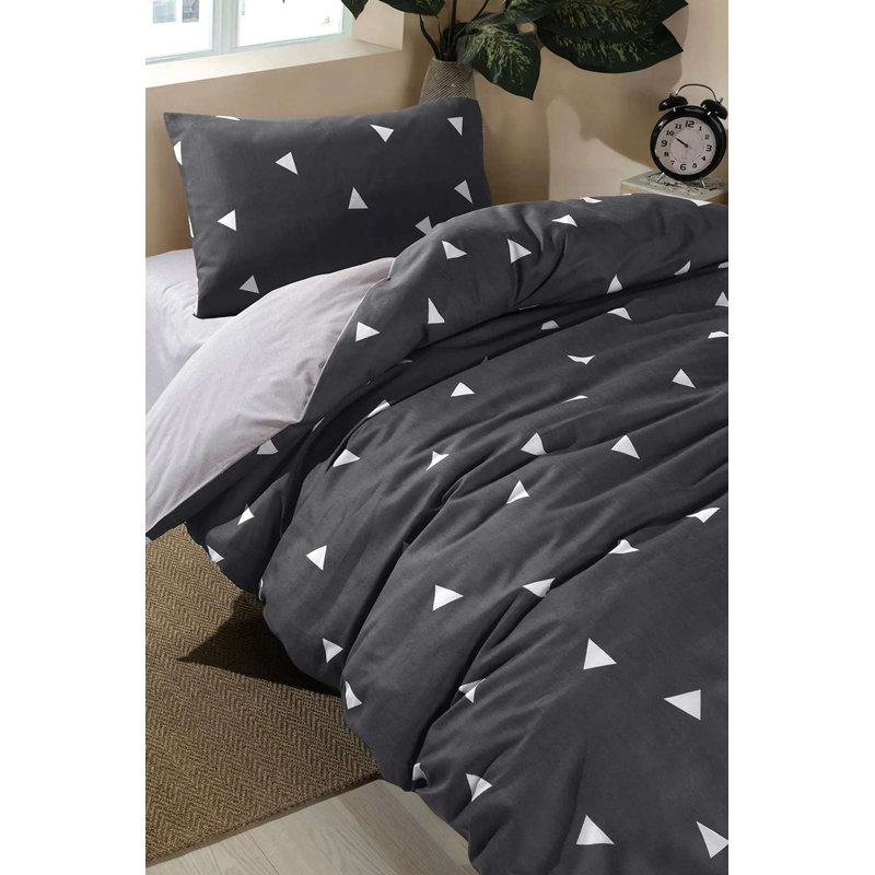 XXL Quilt Cover Set, Grey, 61.0 x 86.6 inches | 65% Cotton / 35% Polyester, Machine Washable at 30°C | 120 Thread Count, Button Closure Duvet Cover & Envelope Pillowcase (1 Piece) | Soft, Durable & Stylish Bedding