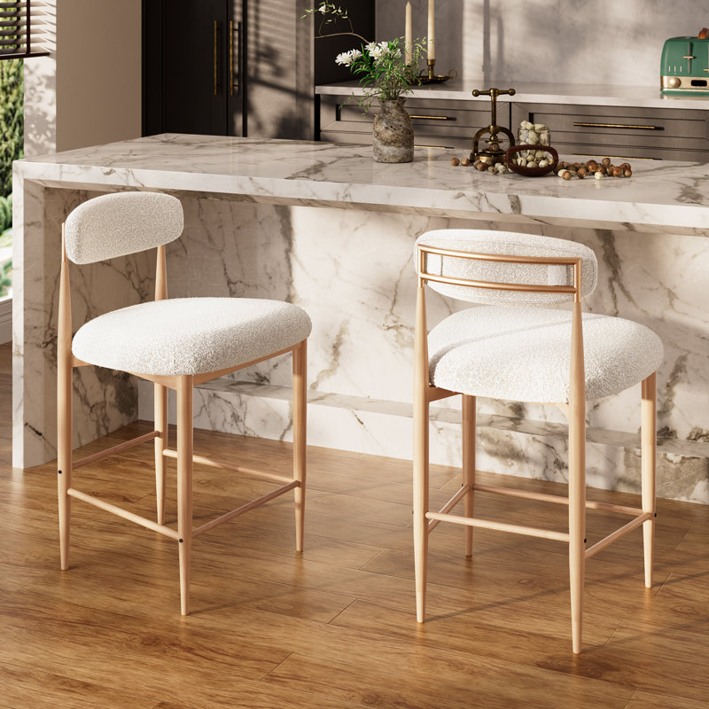 Chaise de bar 2 pièces Velora, Beige