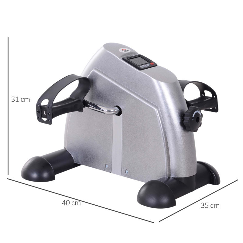 HOMCOM Mini Exercise Bike Pedal Exerciser with LCD Display Silver Tone