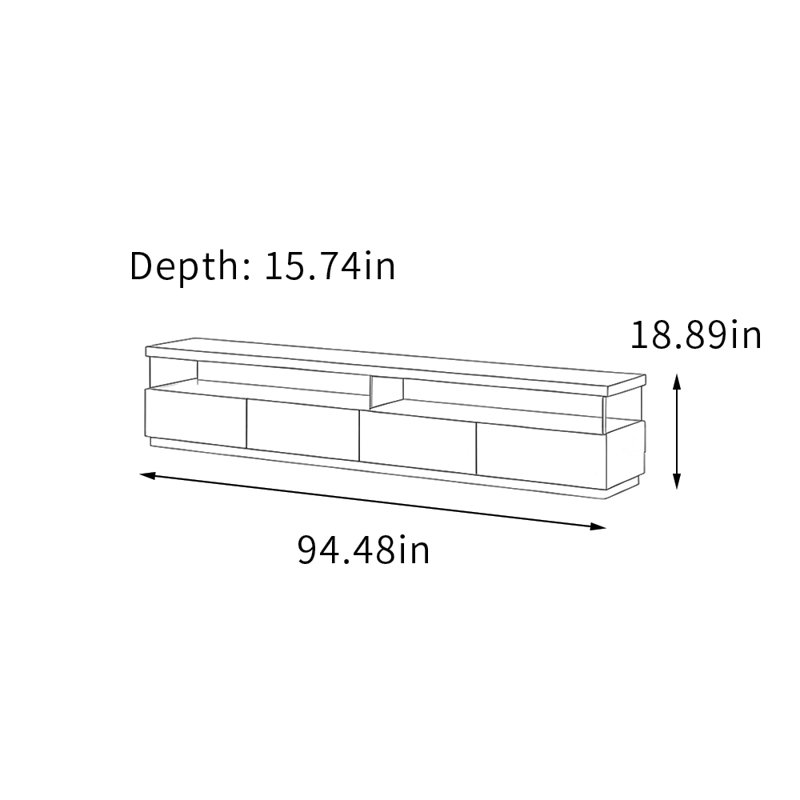 Meuble télé avec rangement en bois Simplicity, 18.89"H x 94.48"L x 15.74"W, Nut Brown/Light Gray