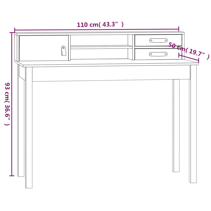 Lakeyia Solid Wood Writing Desk, White