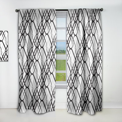 Panneau de rideau géométrique, motif occultant à motif monochrome - Motif géométrique monochrome III