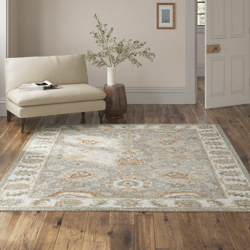 Desmondia Handmade Wool Aqua/Ivory Rug, Square 8'