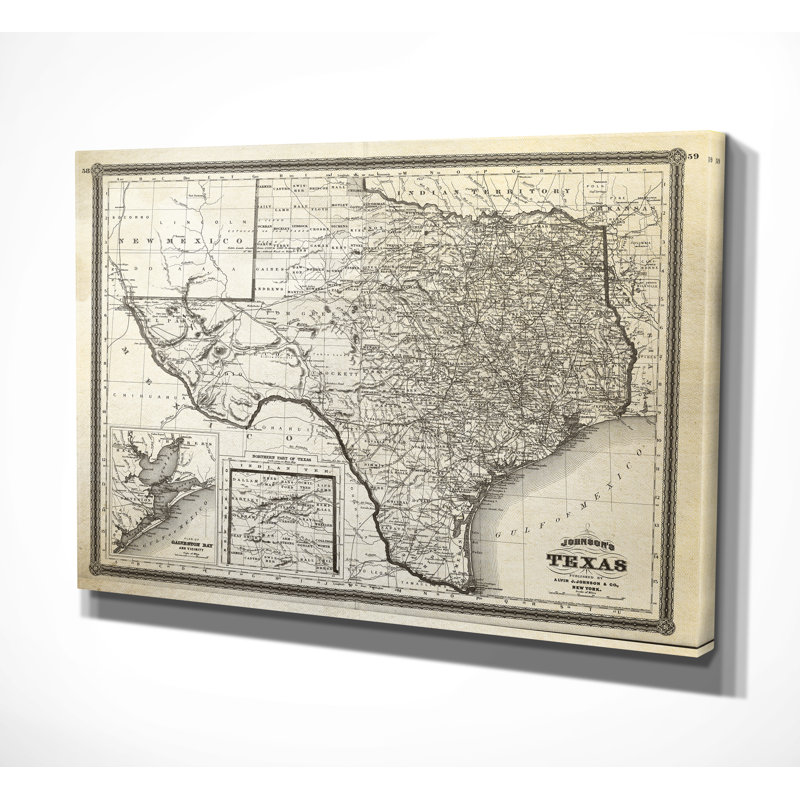 " Vintage Map Texas I ", 16" H x 20" W x 1.5" D