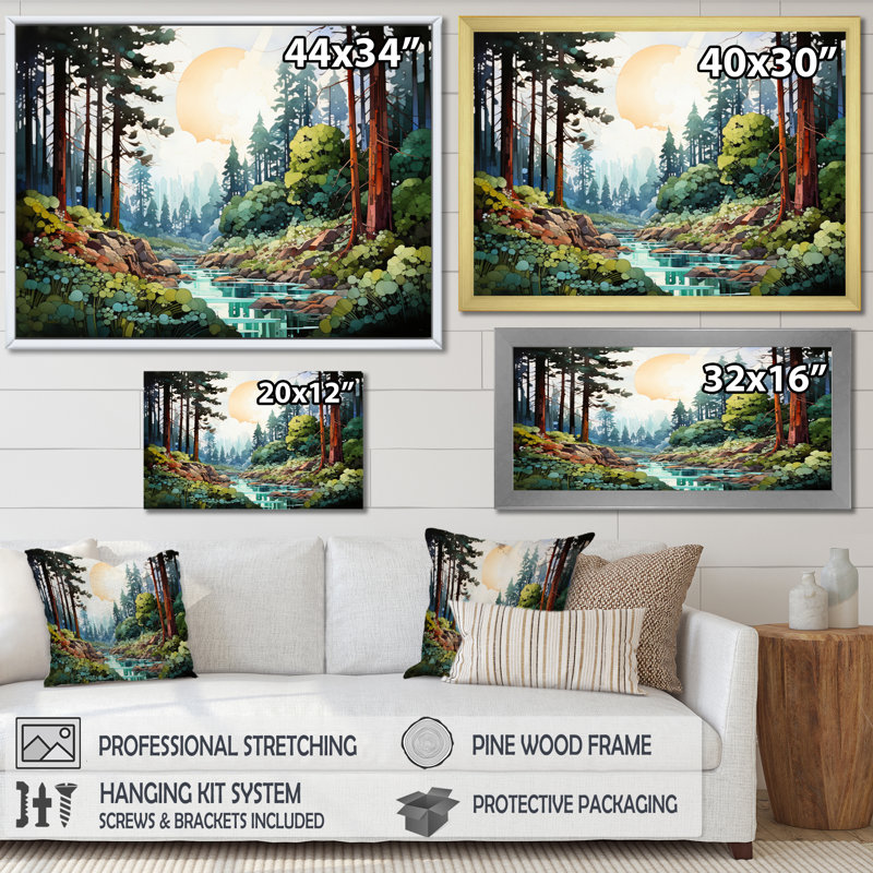 «Redwood Tree Natures Forest II», reproduction d'art sur toile, Or, H 12 po x l 20 po x P 1 po