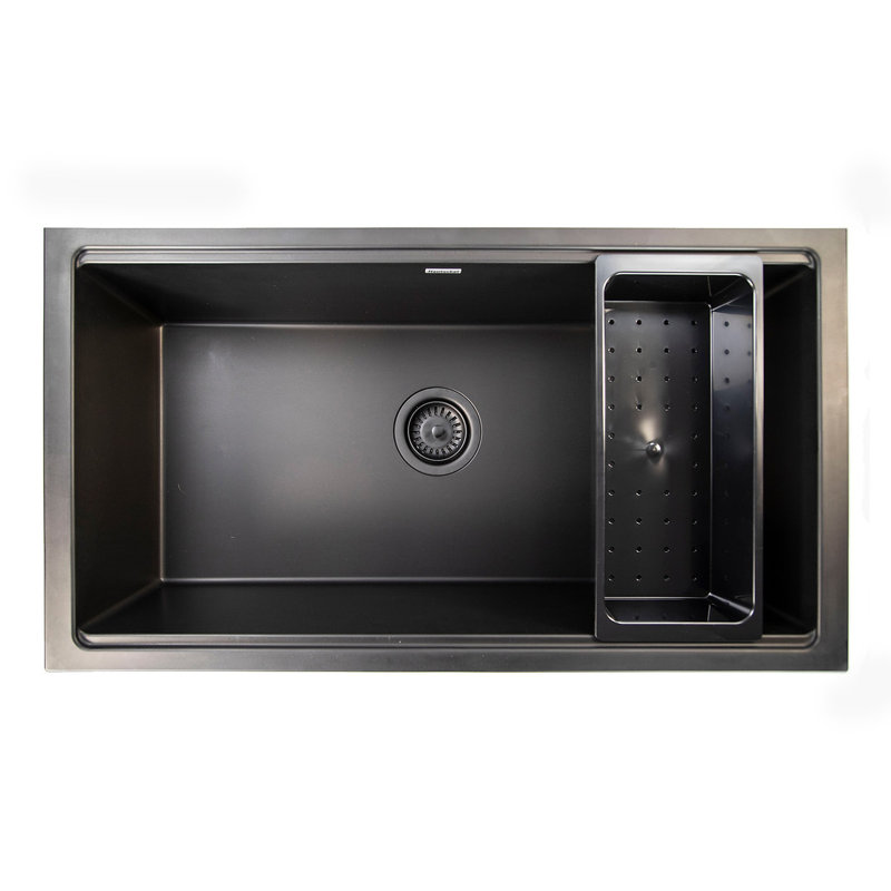 Plymouth 33.75'' L Single Basin Kitchen Sink, Matte White