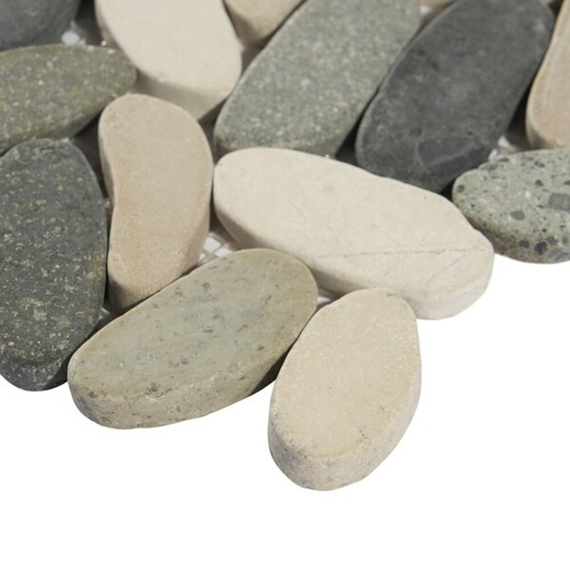 Nature Oval Raja Blend Pebble Mosaic Tile, Multicolored