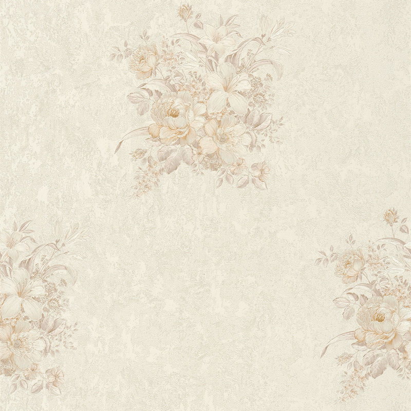 non-woven wallpaper | floral wallpaper | beige / cream, blue, brown 10.05 X 0.53 M, Cream