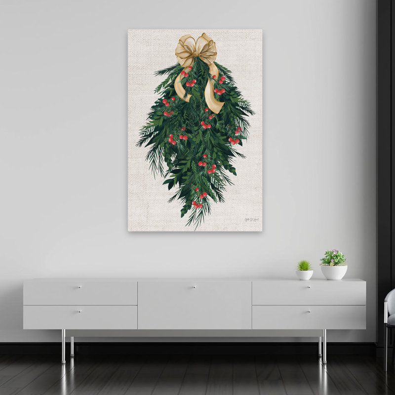 Evergreen Christmas III - Art de Noël crème à baies, H 60 po x l 40 po