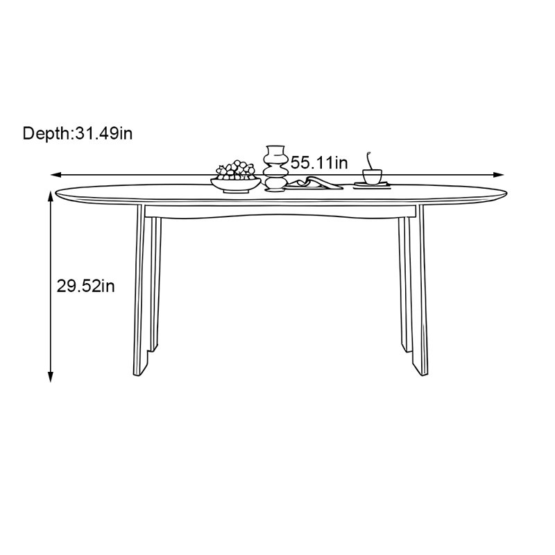 Table de salle à manger, H 29,52 po x L 55,11 po x l 31,49 po