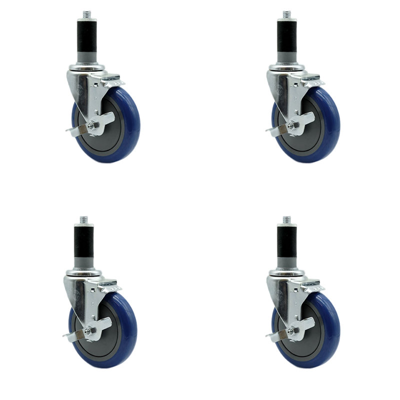 Expanding Stem Caster with Brake, Blue