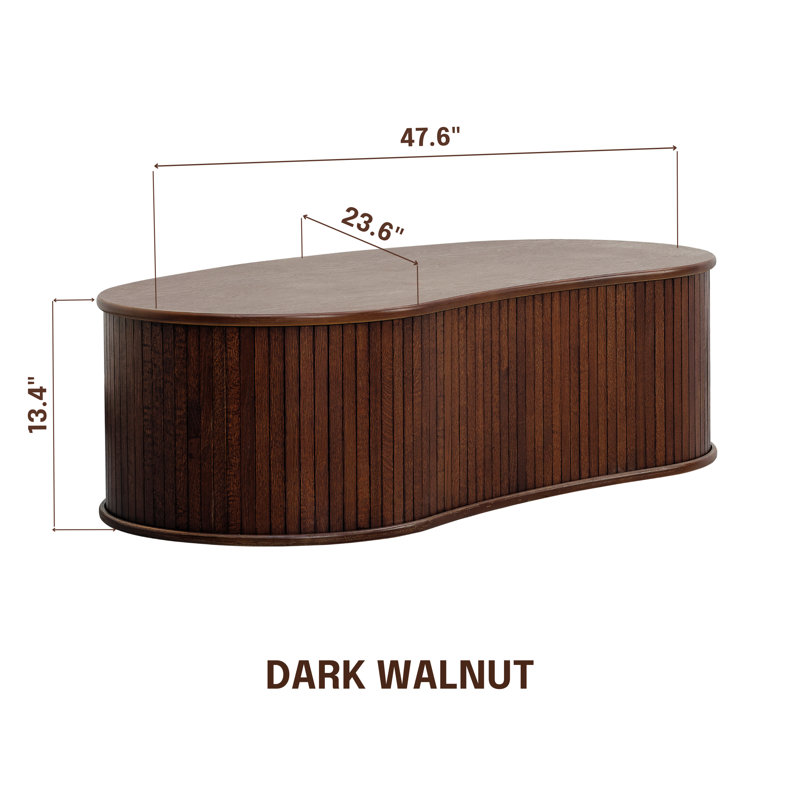 Ripple Coffee Table Modern Oval Wooden Center Table with Vertical Groove Design, Stylish Living Room Decor, Contemporary Minimalist Style for Home and Office, Effortless Assembly