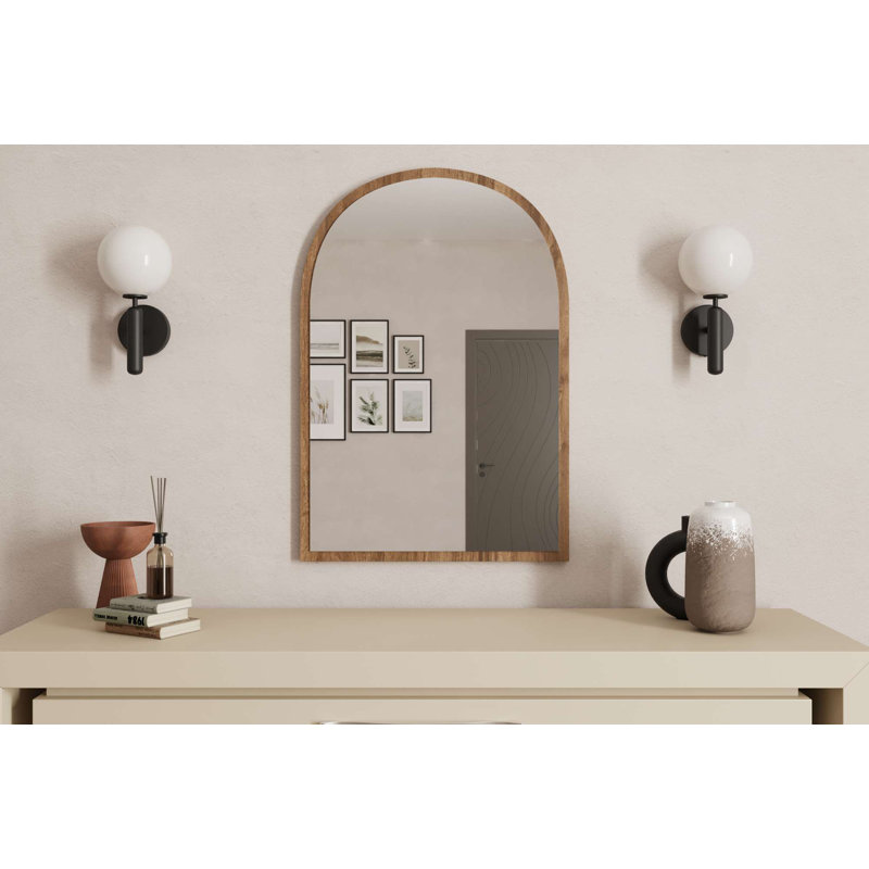 Miroir arqué 100% bois aggloméré, Noyer