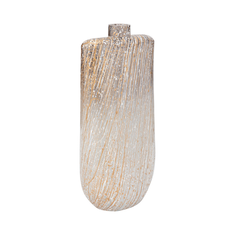 Barthleney Glass Vase with Abstract Splatter Design, Handcrafted Glass Construction, Contemporary Silhouette, Rounded Rectangular Shape, Versatile Accent, Modern Artistic Detailing