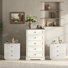 Ensemble de rangement vintage 3 pièces pour chambre à coucher comprenant une commode haute à 5 tiroirs et 2 tables de chevet