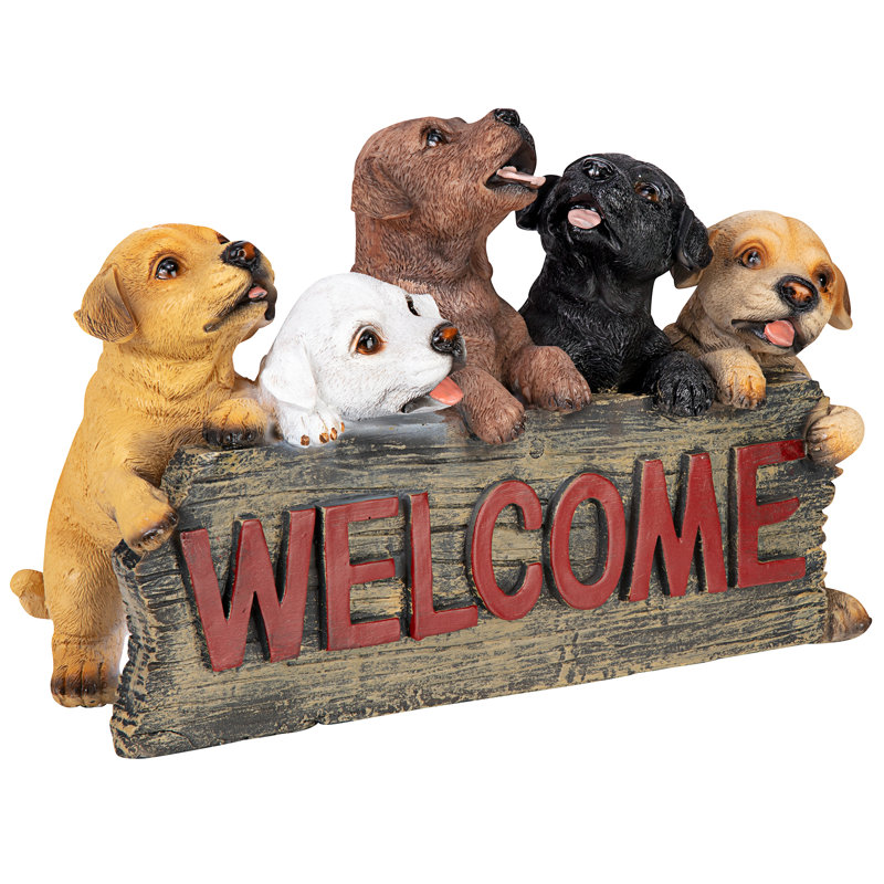 Puppy Parade Fun Welcome Sign Statue