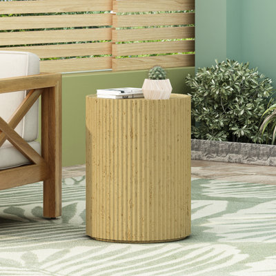 Table d'appoint cylindrique en brun antique, support pour boissons et décor, table sans assemblage, finition brune, nécessaire, plantes en pot