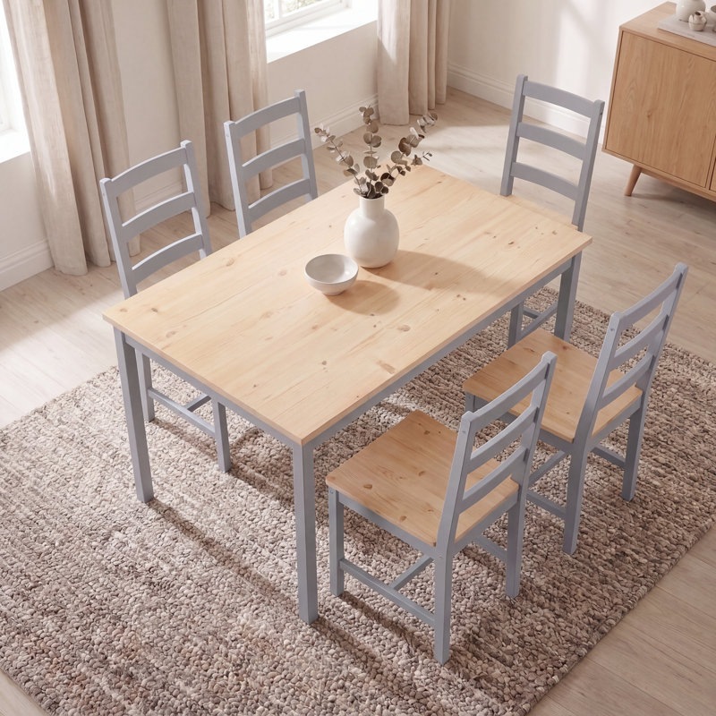 Ambrozie 4 -Person Solid Wood Dining Set
