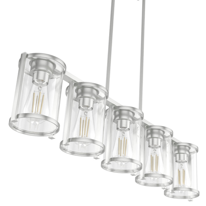 Lustre linéaire moderne à 5 lumières pour îlot de cuisine Astwood, Nickel brossé